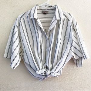 Vintage White and Gray Striped Top